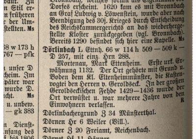 Auszug aus „Das Großherzogtum Baden“ (1885): Die darin für Dörlinbach angegebenen Daten basieren auf eine am 3. Dezember 1880 durchgeführten Volkszählung.