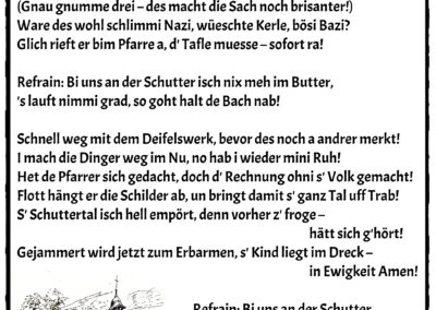Liedblatt „Bi uns an der Schutter isch nix meh im Butter“. Text und Musik von Franz Schüssele (2015).