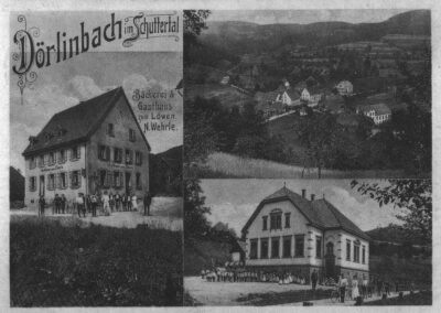 Eine Ansichtskarte von der „Bäckerei und Teigwarenfabrikation Gasthaus zum Löwen“ aus den 1910er-Jahren.