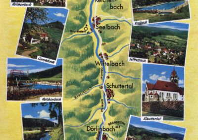 Eine Info- und Ansichtskarte über das gesamte Schuttertal. Die Karte gibt eine Übersicht über das Schuttertal und seine Umgebung.