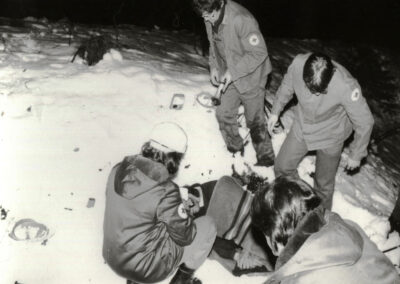 Übung der Bereitschaft Dörlinbach in einem Waldstück im Prinschbachtal in den 1980er-Jahren.