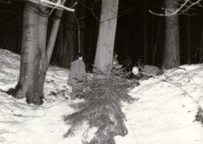 Übung der Bereitschaft Dörlinbach in einem Waldstück im Prinschbachtal in den 1980er-Jahren.