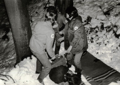 Übung der Bereitschaft Dörlinbach in einem Waldstück im Prinschbachtal in den 1980er-Jahren.