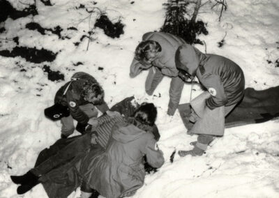 Übung der Bereitschaft Dörlinbach in einem Waldstück im Prinschbachtal in den 1980er-Jahren.