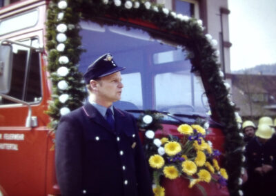 Fahrzeugweihe 1978: Die Dörlinbacher Abteilung erhält einen LF 8 (Löschfahrzeug). Ein großer Tag für die Feuerwehr.