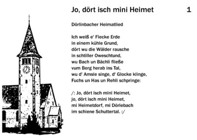 „Jo, dört isch mini Heimet“ Dörlinbacher Heimatlied von Wilhelm Fischer / Musik: Fritz Vieser