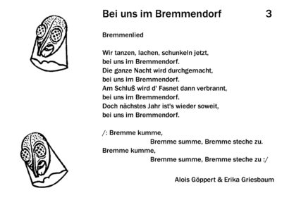 „Bei uns um Bremmendorf“ Bremmenlied von Alois Göppert und Erika Griesbaum