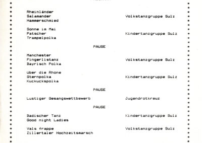 Palmsonntag 1991: Anhang im Verkündigungsblatt der Gemeinde Schuttertal. Das Unterhaltungsprogramm war immer sehr abwechslungsreich.