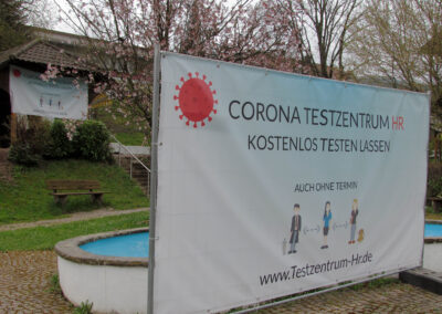 Das Corona-Testzentrum auf der Pit-Pat-Anlage in Dörlinbach. Ab 1. Mai soll auf der Anlage wieder Pit-Pat gespielt werden.