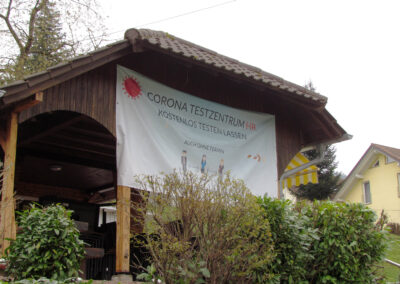 Das Corona-Testzentrum auf der Pit-Pat-Anlage in Dörlinbach. Ab 1. Mai soll auf der Anlage wieder Pit-Pat gespielt werden.