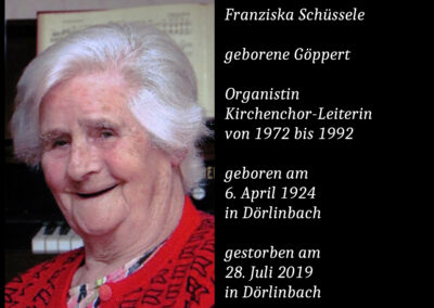 Franziska Schüssele geborene Göppert (1924 bis 2019) / Organistin