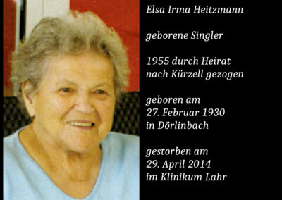 Elsa Irma Heitzmann geborene Singler (1930 bis 2014)