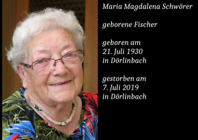 Maria Magdalena Schwörer geborene Fischer (1930 bis 2019)