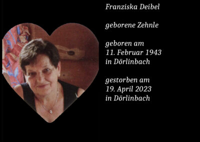 Franziska Deibel geborene Zehnle (1943 bis 1923)