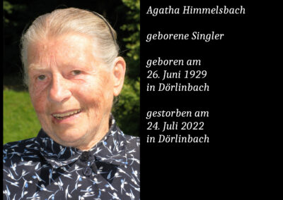 Agatha Himmelsbach geborene Singler (1929 bis 1922)