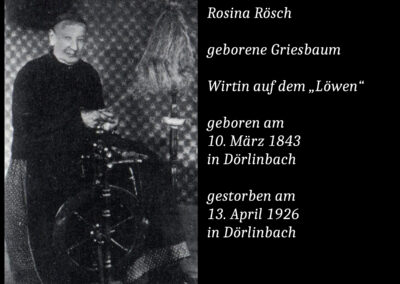Rosina Rösch geborene Griesbaum (1935 bis 2020) / Löwenwirtin