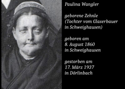 Paulina Wangler geborene Zehnle (1860 bis 1937)