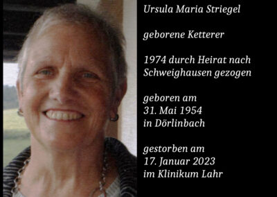 Ursula Maria Striegel geborene Ketterer (1954 bis 2023)