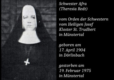 Schwester Afra / bürgerlich Theresia Redt (1904 bis 1975) / Schwestern vom Hl. Josef