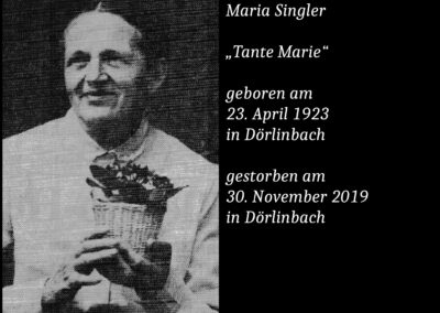 Maria Singler (1923 bis 2019) / „Tante Marie“