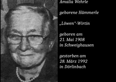Amalia Wehrle geborene Hämmerle(1908 bis 1992) / „Löwen“-Wirtin