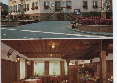 Alte Postkarten-Ansicht vom Gasthaus „Zum Engel“. Die Postkarte gibt es als Einzelkarte, aber auch als Doppelkarte – also zwei Fotos auf einem Postkartenformat.