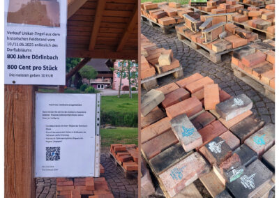 Jederzeit können die Ziegelsteine auf den Ziegelhüttenplatz ausgesucht werden. Es gibt drei Zahlungsmöglichkeiten (siehe Anmerkungen).