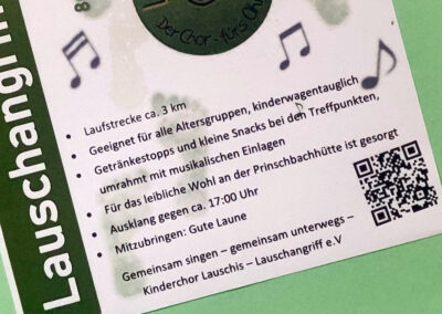 Am Sonntag, 6. Juli, lädt der Chor Lauschangriff zu einer musikalischen Familienwanderung ein. Motto: „800 Jahre – 800 Schritte – 800 Töne“.