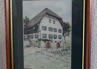 Bei der ganzjährigen Kunstausstellung im Rathaus stehen auch Bauernhöfe im Blickpunkt: der alte Wanglerhof, dargestellt von Hans Busch.