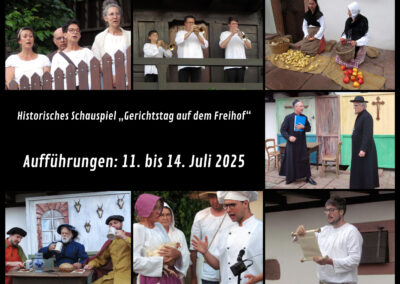 Ab sofort erhältlich: Film über das historische Schauspiel „Gerichtstag auf dem Freihof“. Erhältlich für 25 Euro bei Andrea Schwörer, Unterrain 5.