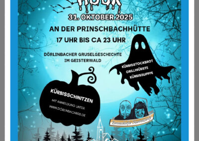 Freitag, 31. Oktober: Die Bremsdorfer Narrenzunft lädt zum „Halloween-Hock“ an die Prinschbachhütte ein. Los geht’s um 17 Uhr!