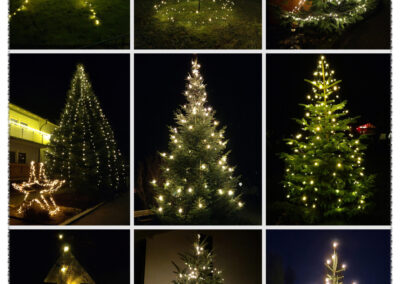 Weihnachten 2025 in Dörlinbach: Eine Auswahl der funkelnden Christbäume im Ort! In diesem Jahr gibt es mehr Weihnachtsbäume als sonst zu bestaunen.