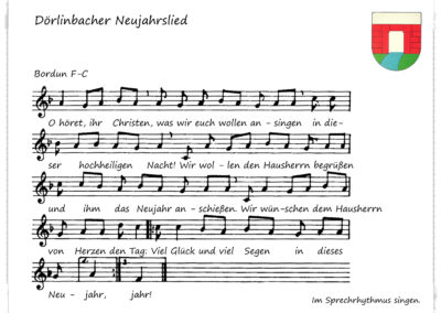 Noten zum Dörlinbacher Neujahrslied – angepasst an die Ur-Version der beiden Schüssele-Brüder.Noten zum Dörlinbacher Neujahrslied – angepasst an die Ur-Version der beiden Schüssele-Brüder.