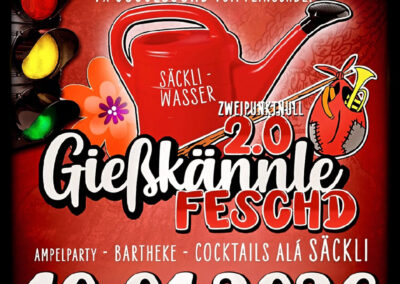 Am 10. Januar, laden die Säcklistrecker Gugge zum „Gießkännle-Feschd 2.0“ in die Dörlinbacher Festhalle ein. Einlass ab 19 Uhr.