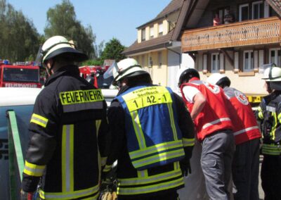 Impressionen von der großen Schauübung rund um das ehemalige Gasthaus „Löwen“.
