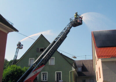 Impressionen von der großen Schauübung rund um das ehemalige Gasthaus „Löwen“.