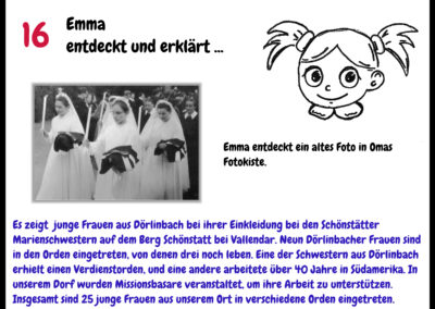 Emma entdeckt und erklärt Dörlinbacher Ordensfrauen auf Berg Schönstatt.