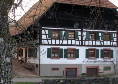 Der der Mattessenhof (ehemals Schulzenhansenhof) im Hofweg im Februar 2021. Früher stand der Hof im Dorf (auf Dreschers Matt).