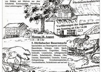 Anhang für das Amtliche Verkündigungsblatt für den 5. Dörlinbacher Dorf-Hock mit Ausstellung und Bauernmarkt im Jahre 2000.
